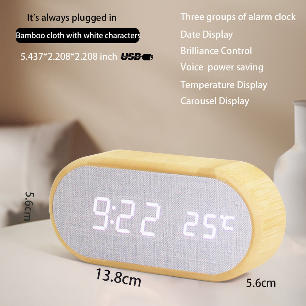 Geschenk-Uhr aus Bambus mit Wecker & Thermo