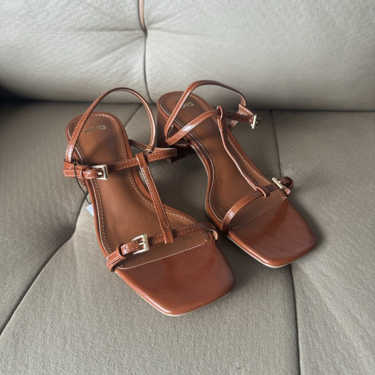 Elegante High-Heel Sandalen mit eckiger Spitze
