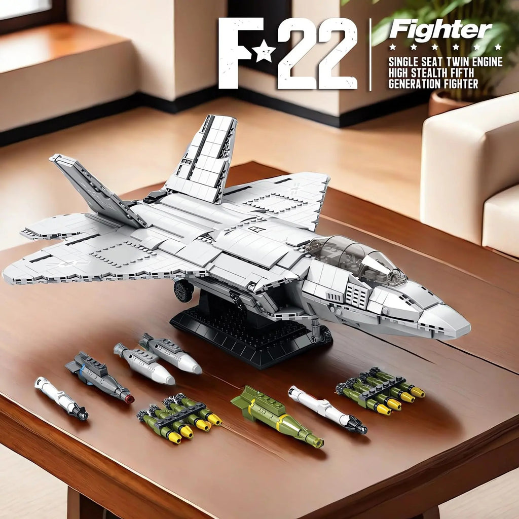 F-22 Militärjet Klemmbausteine (1837 Teile)