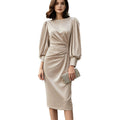 Elegantes Satin-Kleid mit Puffärmeln – Bild 1 | LuxeStyle