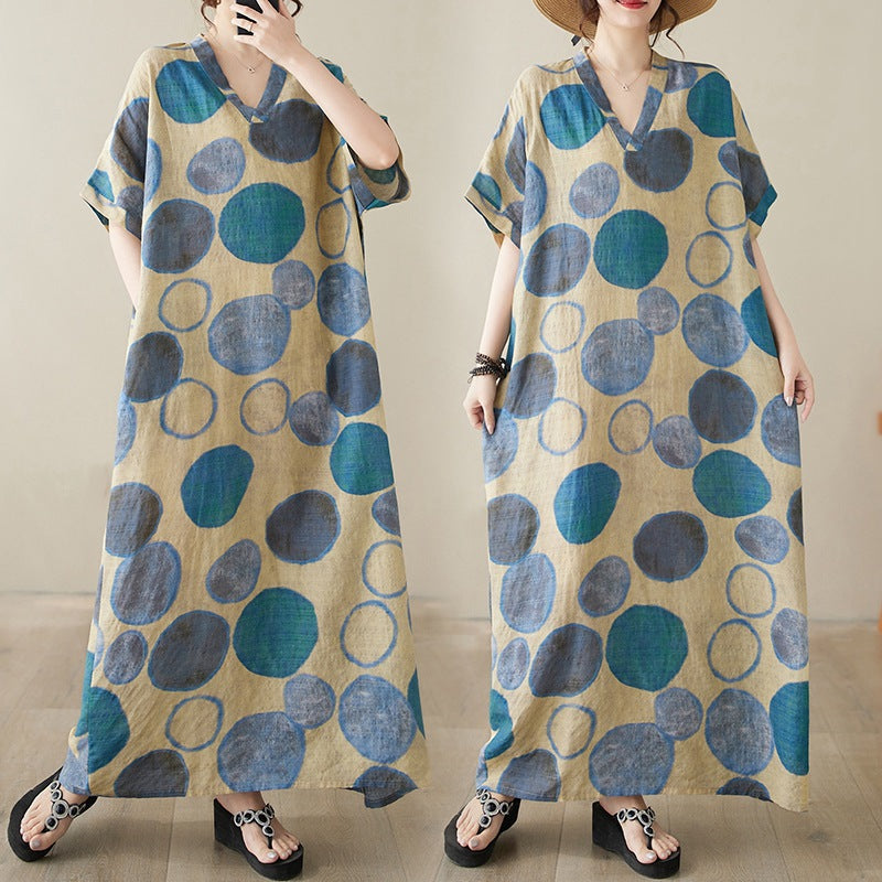 Retro A-Linien Maxikleid mit V-Ausschnitt – Bild 4 | LuxeStyle