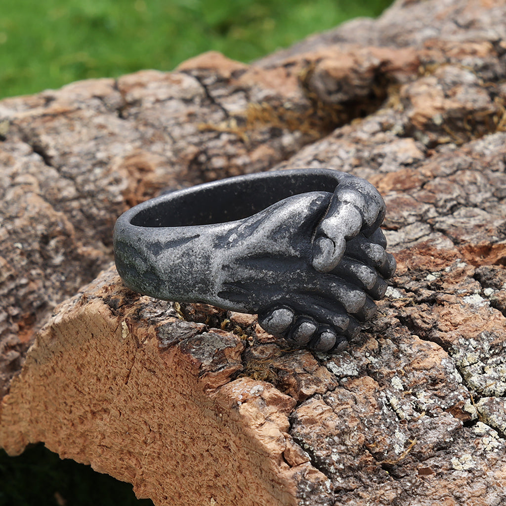 Retro-Ring aus Titanstahl mit Antik-Finish
