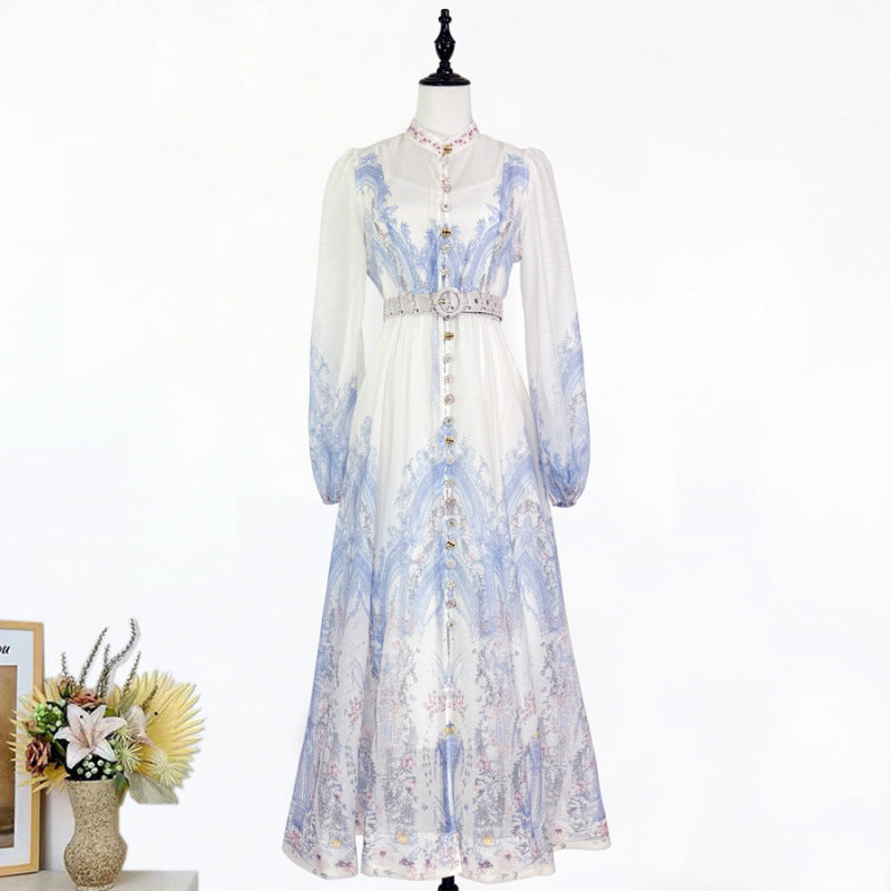 Midi-Kleid mit Stehkragen und Puffärmeln – Bild 21 | LuxeStyle