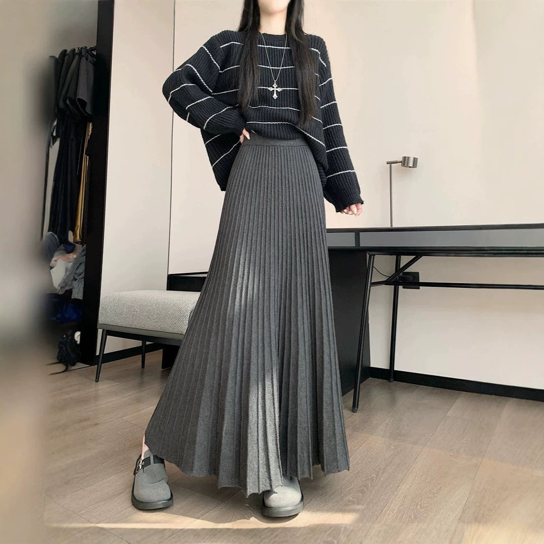 Plissierter Strickrock mit hoher Taille