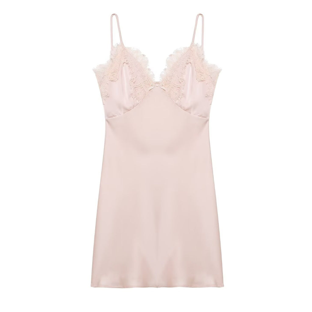 Spitzenbesetztes Satin-Slipdress – Bild 2 | LuxeStyle