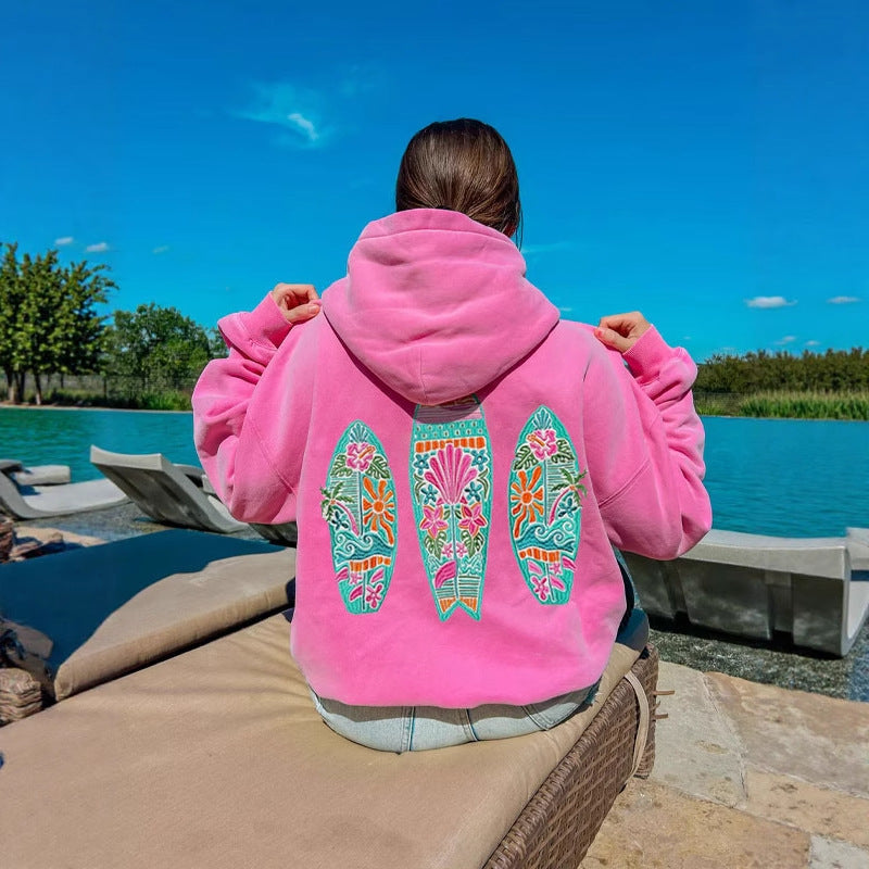 Damen Kapuzen-Sweatshirt mit Blumenprint