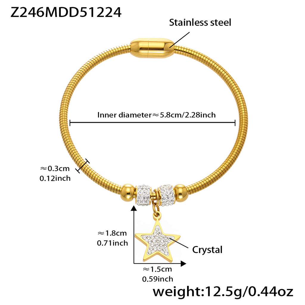 Glänzendes Edelstahl-Armband mit Kristallen – Bild 5 | LuxeStyle