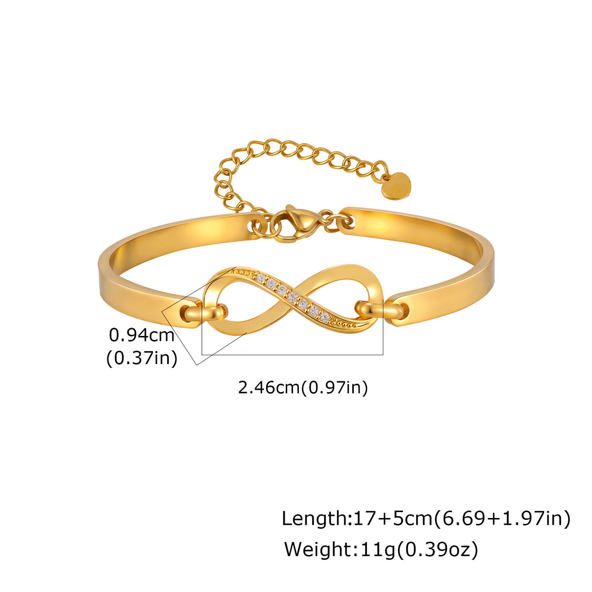 Kupfer Zirkon Herz Unendlichkeits Armband – Bild 3 | LuxeStyle