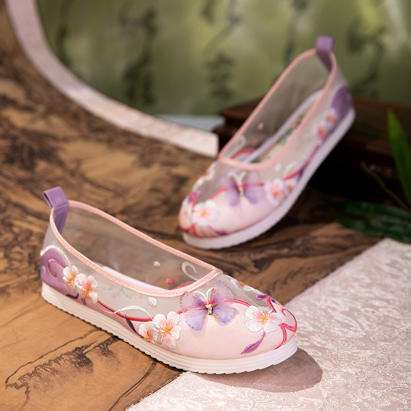 Atmungsaktive Mesh-Ballerinas mit Schmetterling