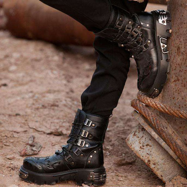 Herren-Boots mit Schnürung und dicker Sohle | LuxeStyle
