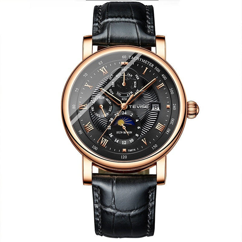 Herren-Mechanische Armbanduhr mit Kalender und grosser Anzeige