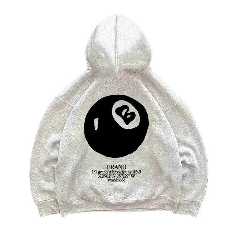 American Retro Hoodie mit Ball 8 Print