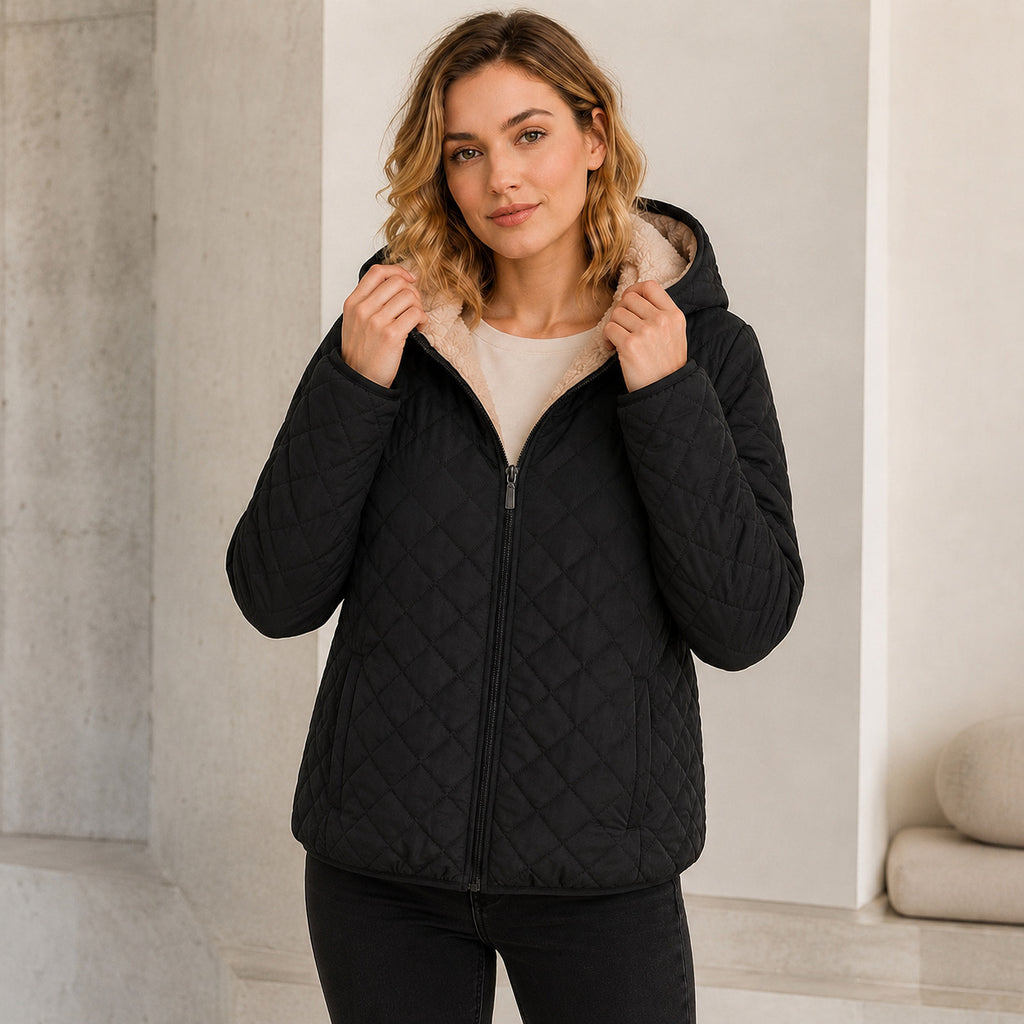 Kurzmantel mit Kapuze aus Polyester – Bild 8 | LuxeStyle