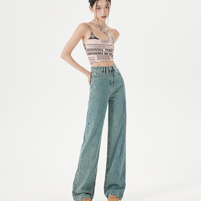 Slim Straight-Leg Jeans im koreanischen Stil