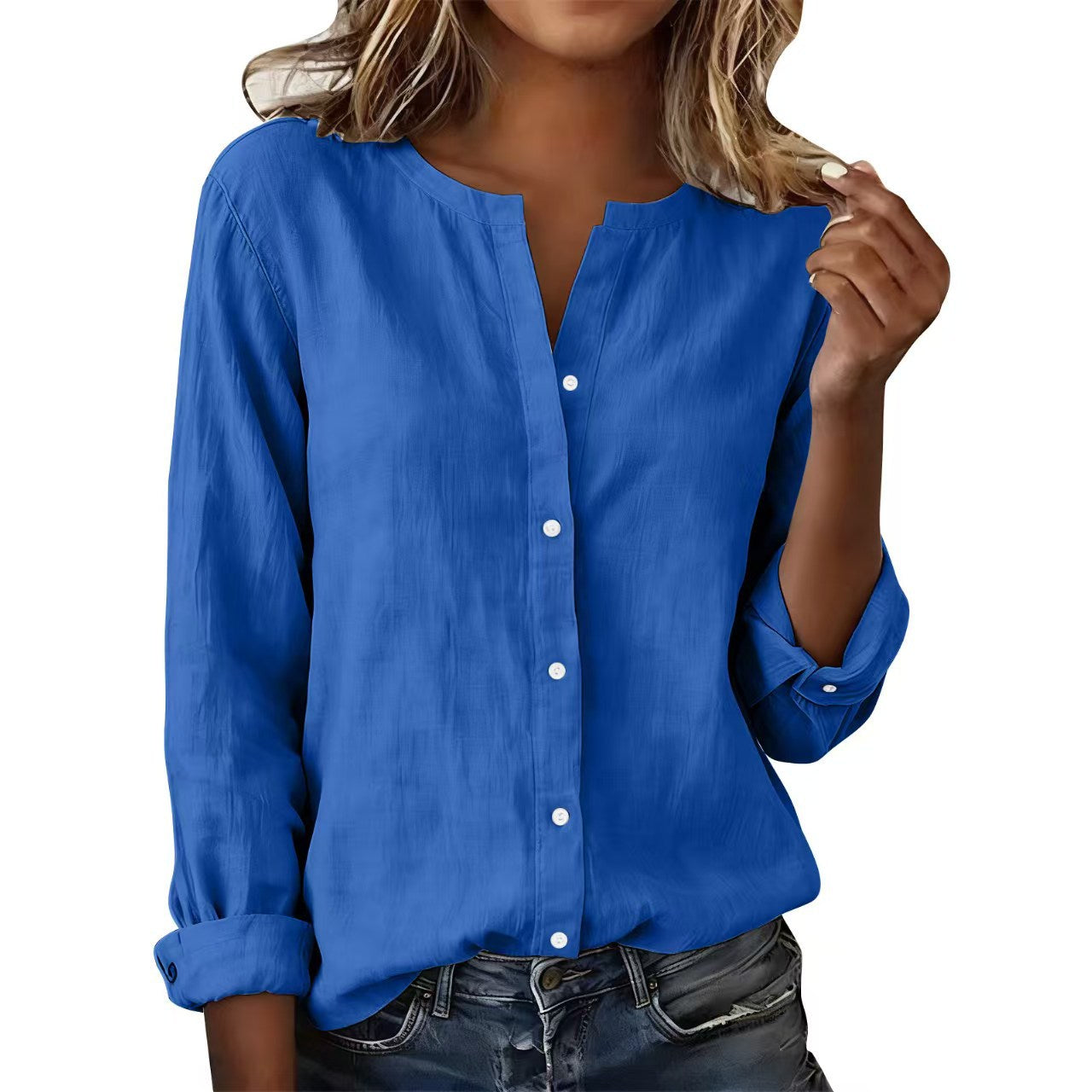 Bambus-Viskose Stehkragen-Shirt für Damen