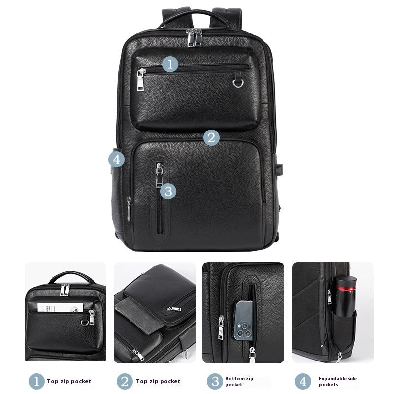Litschi-Muster Laptop-Rucksack aus Rindsleder