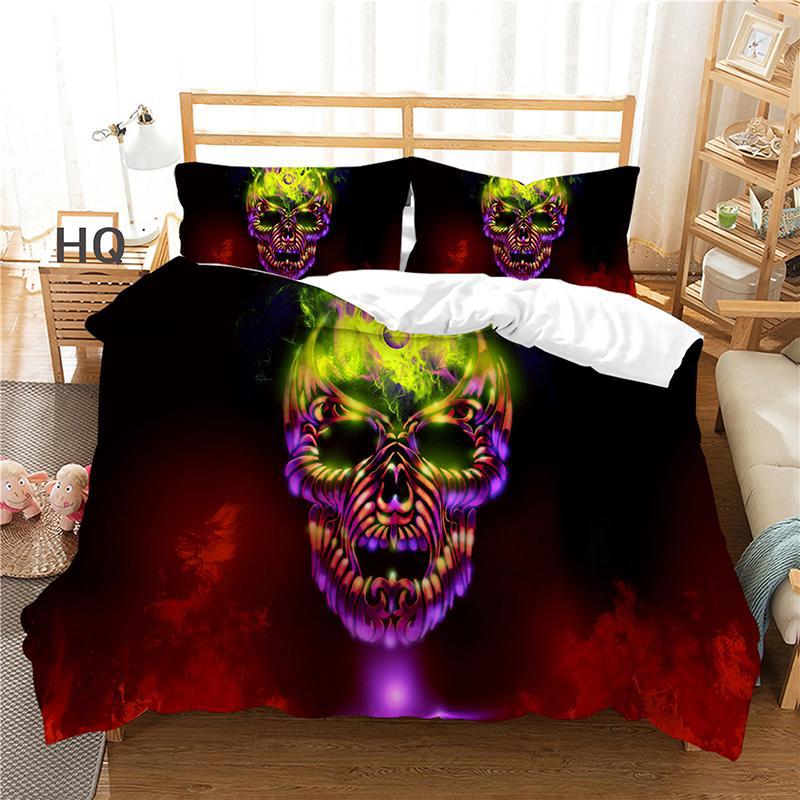 3D-Digitaldruck Schädel Kissenbezug & Deckenhülle Set