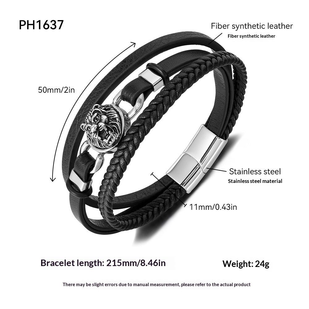 Tigerkopf-Armband aus geflochtenem Leder – Bild 5 | LuxeStyle