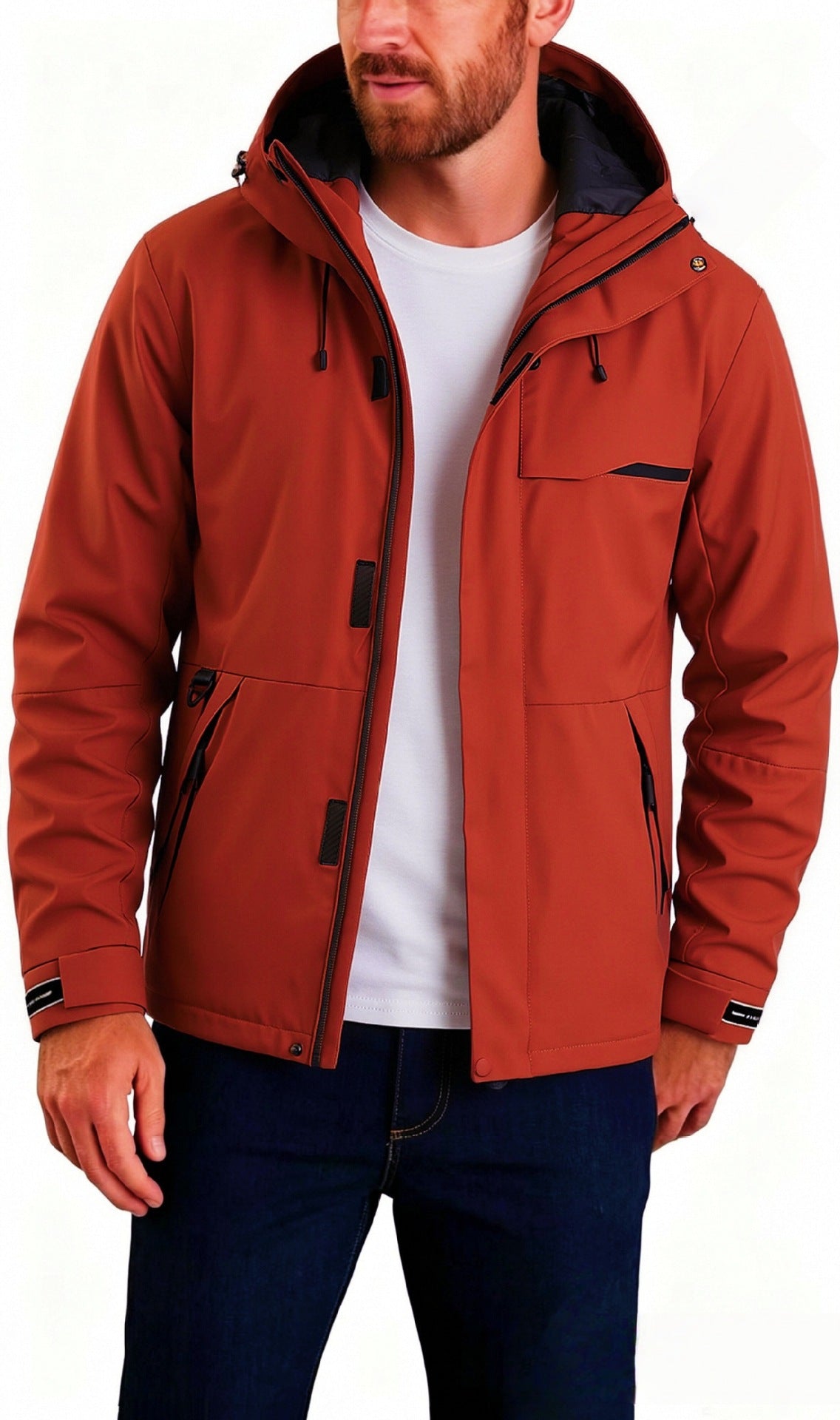 Herren Outdoor-Jacke, unifarben, lockere Passform