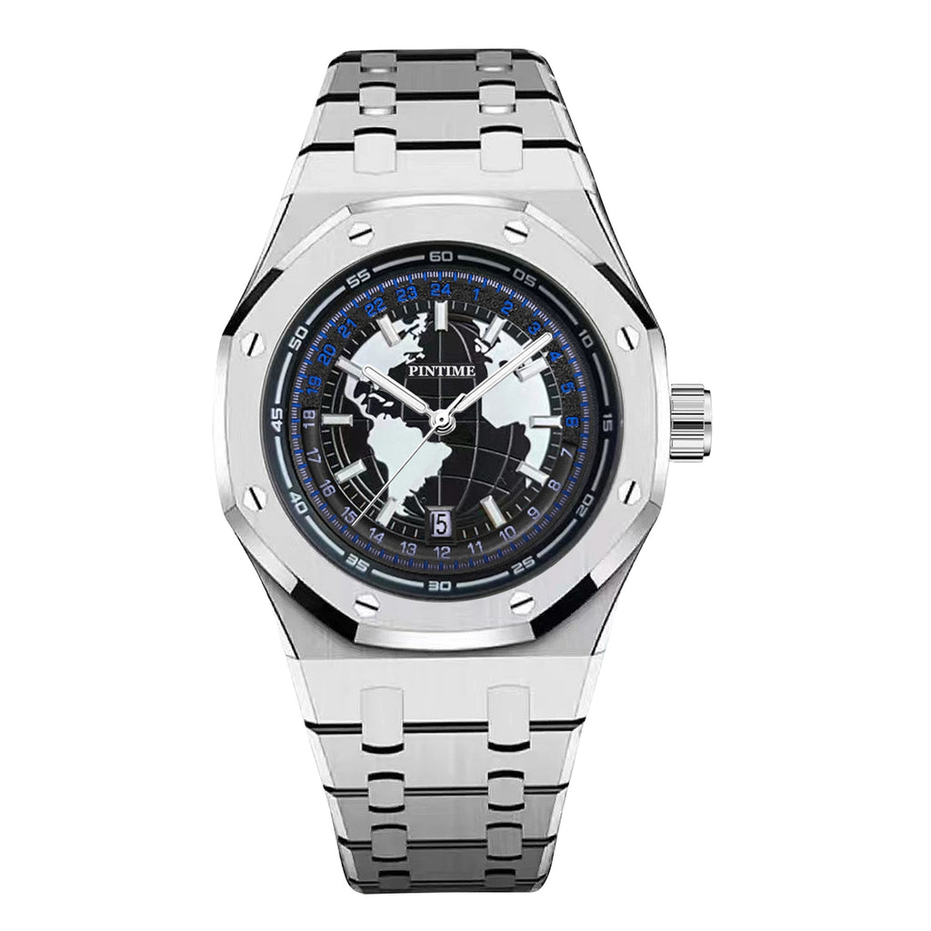 Herrenuhr wasserdicht, Leuchtzeiger, Stahlarmband