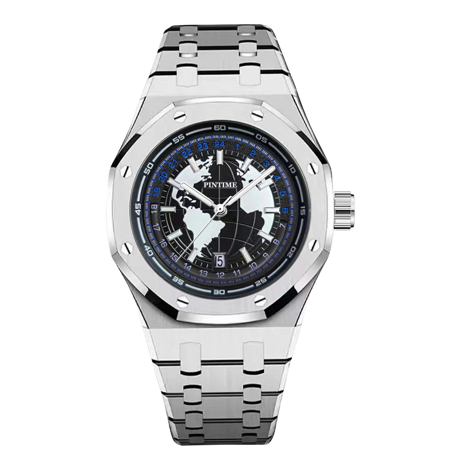 Herrenuhr wasserdicht, Leuchtzeiger, Stahlarmband