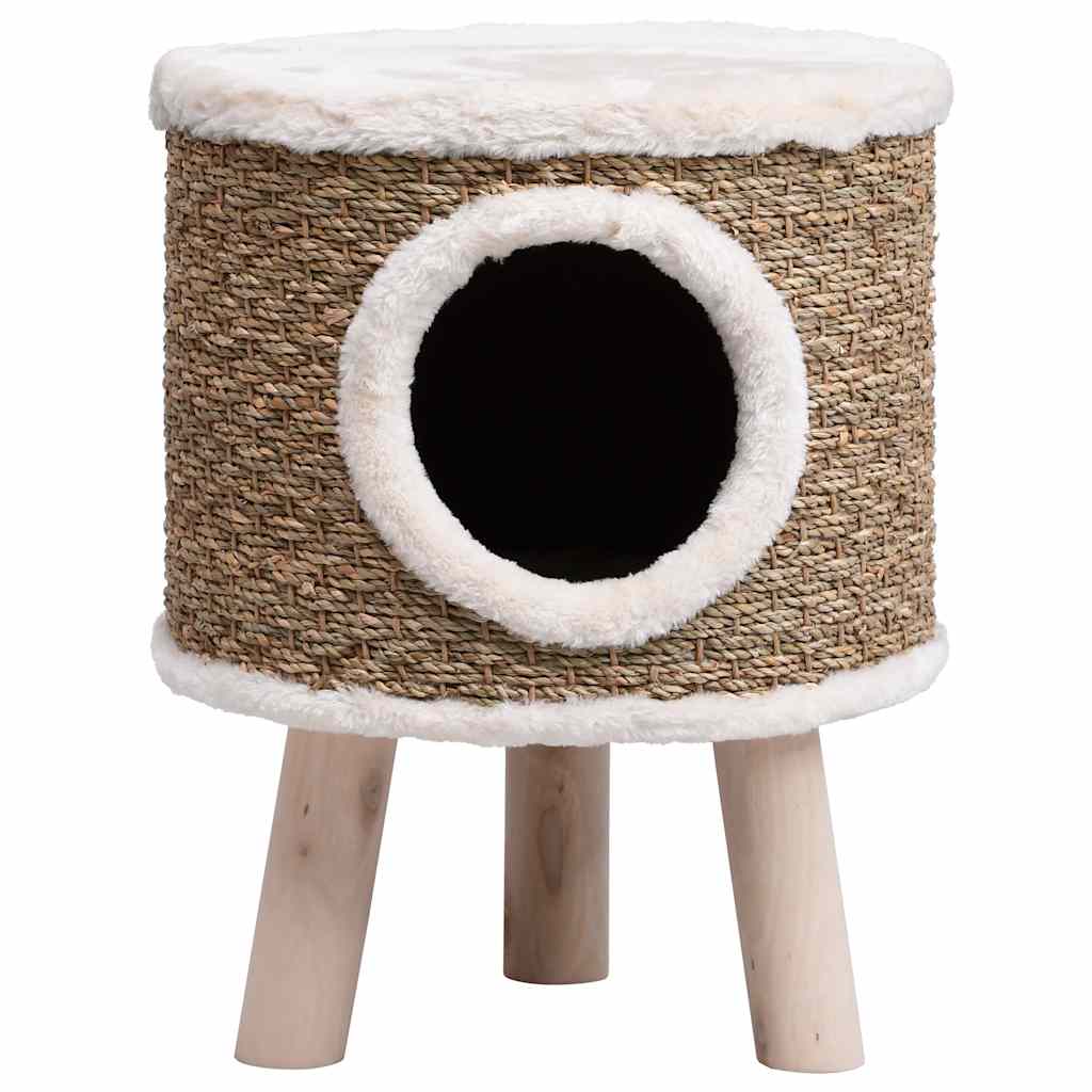 Katzenbaum mit Holzelementen aus Seegras