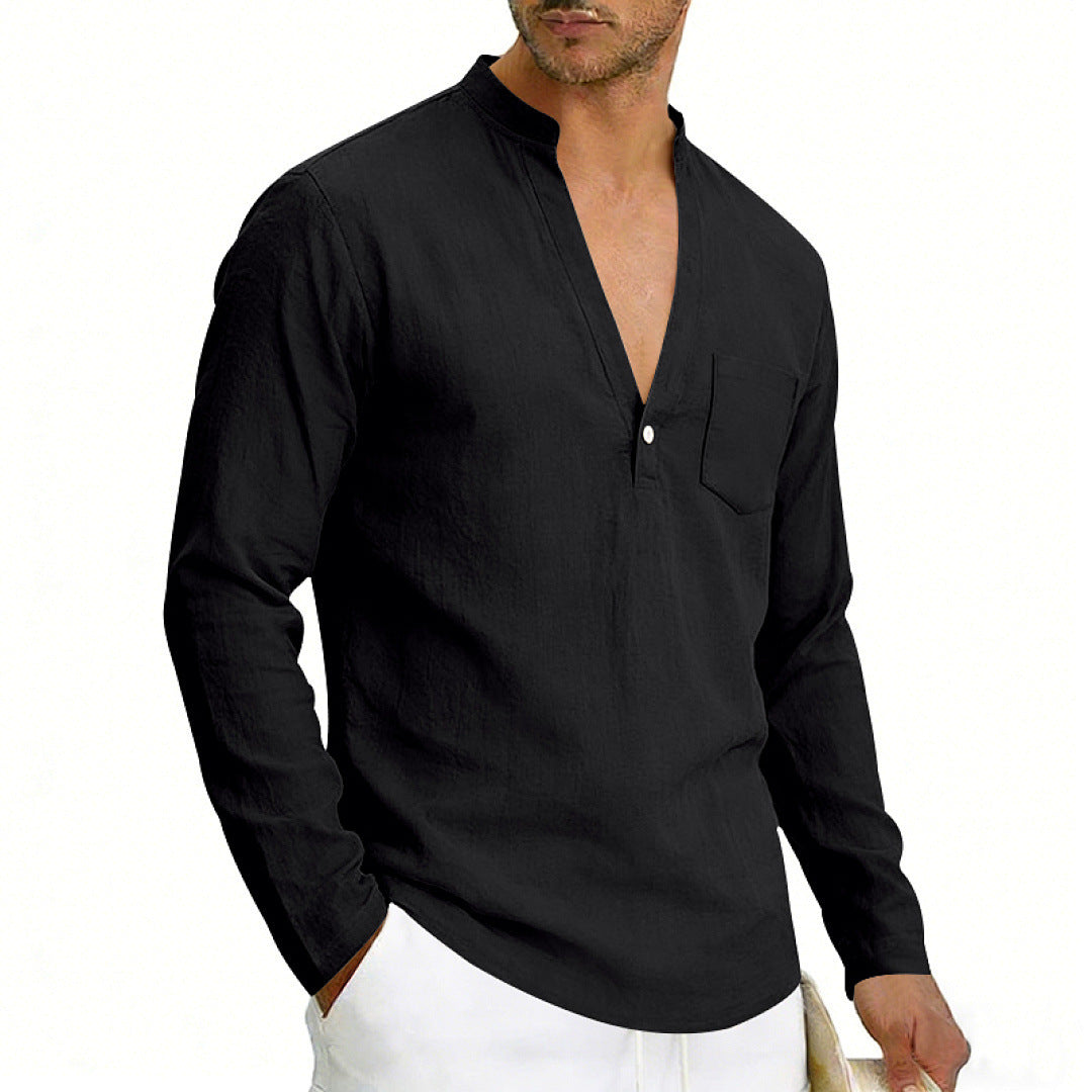 Leinen-Langarmshirt für Herren – Bild 3 | LuxeStyle
