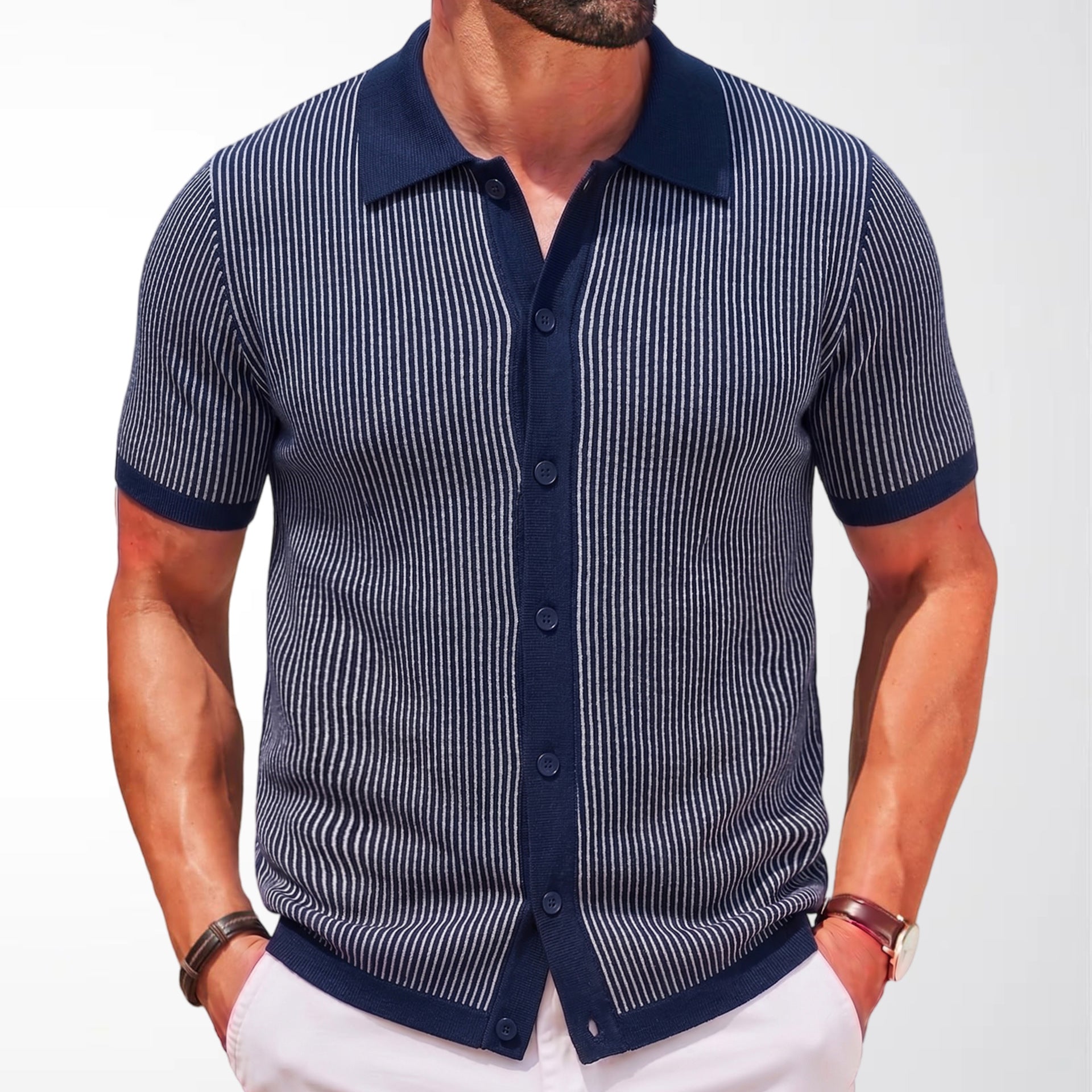 Herren Strickpullover mit Streifenmuster – Ansicht 6