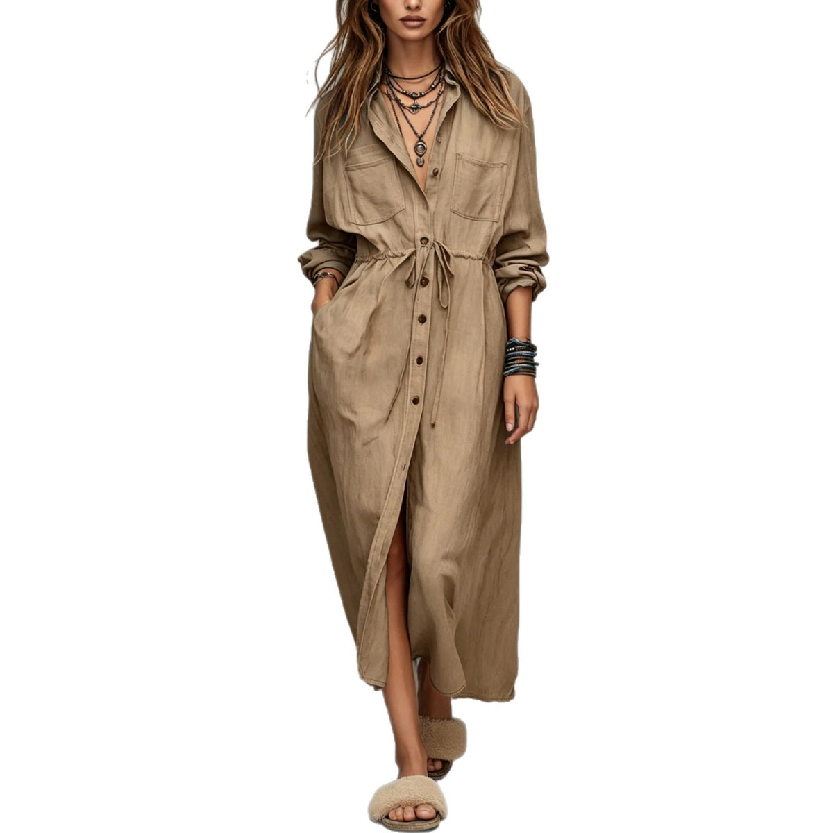Hemdblusenkleid mit Kordelzug – Bild 4 | LuxeStyle