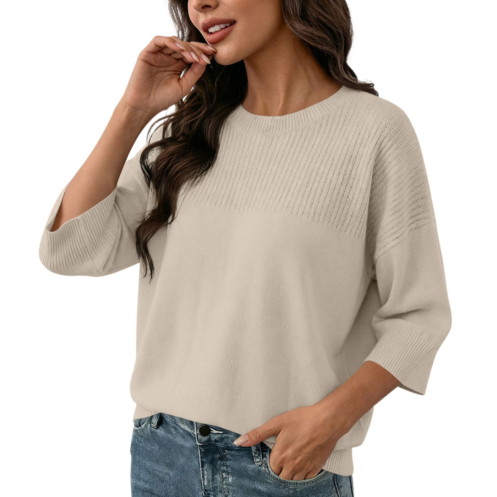 Rundhals-Strickpullover für Damen