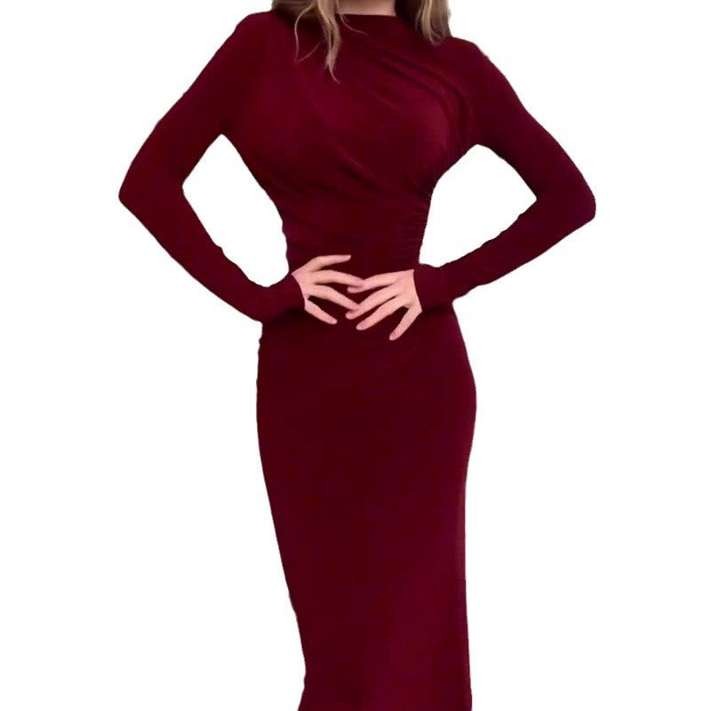 Elegantes, figurbetontes Strickkleid mit hohem Bund