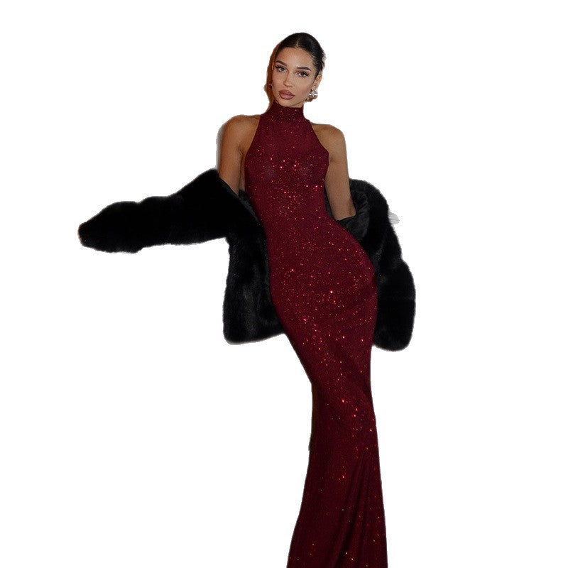 Elegantes Halter Neck Bodycon Maxikleid