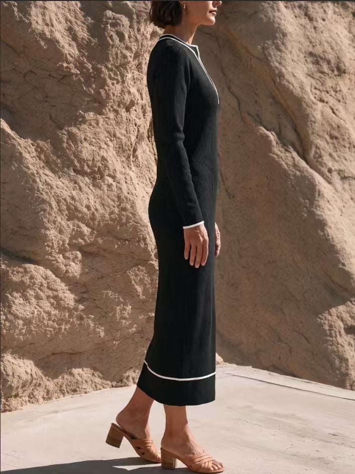Damen Freizeitkleid mit V-Ausschnitt und Schleife