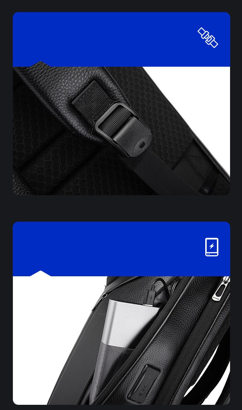 Rucksack für Computer – 20–35 L, schwarzes Leder – Bild 6 | LuxeStyle