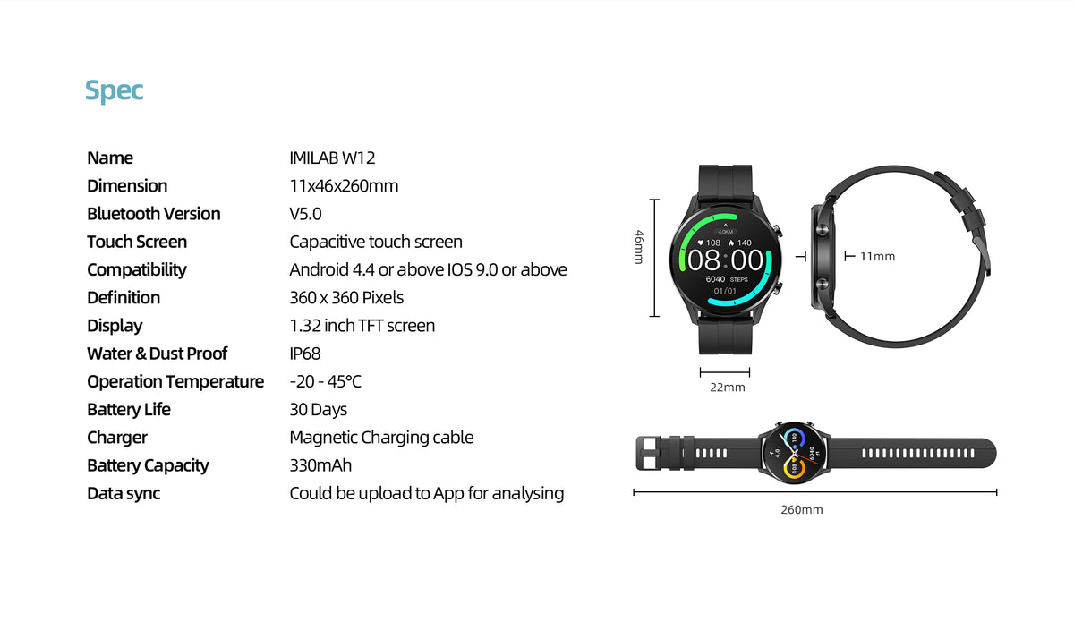 IMILAB W12 Smartwatch – Fitness Tracker – Bild 2 | LuxeStyle