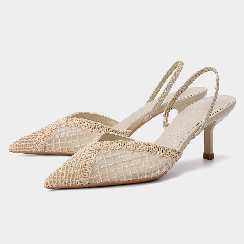 Elegante Mesh-Stiletto-Sandalen mit spitzer Zehe