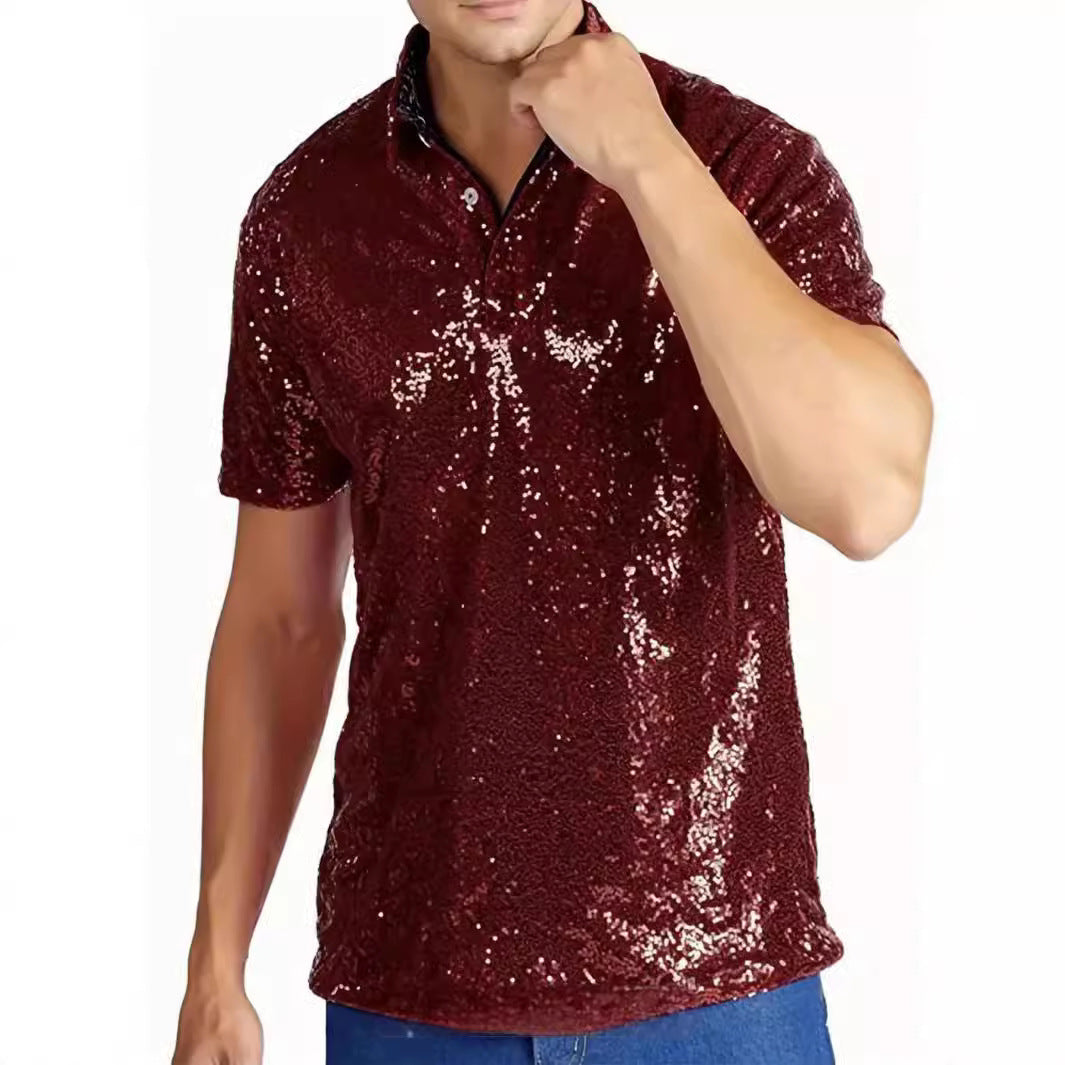 Herren Vintage Disco Polo-Shirt mit Glitzer – Ansicht 5