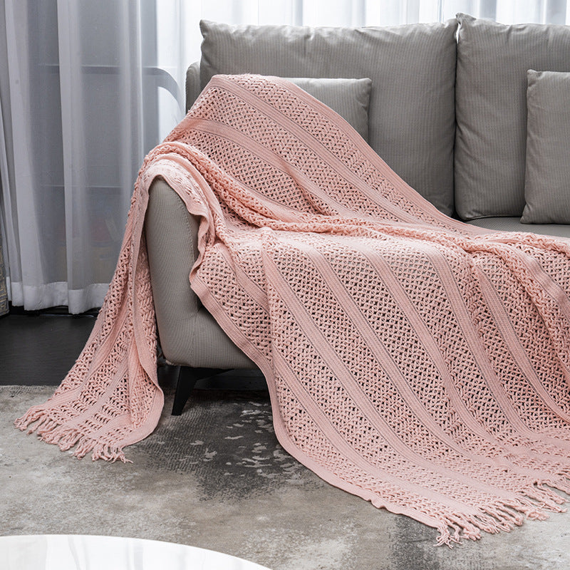 Geometrische Strickdecke für Sofa oder Bett – Bild 2 | LuxeStyle