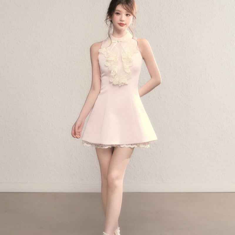 Rosa A-Linien-Partykleid mit hohem Taillenbundundund – Bild 3 | LuxeStyle