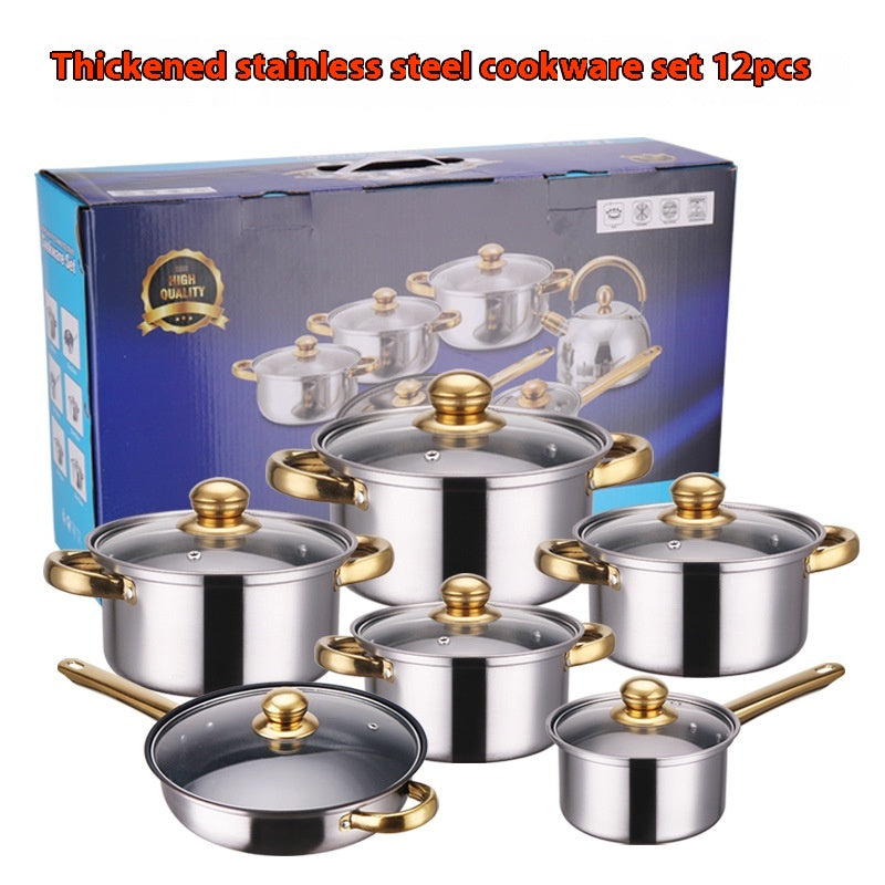 Topf-Set mit Goldgriffen, 18-teilig