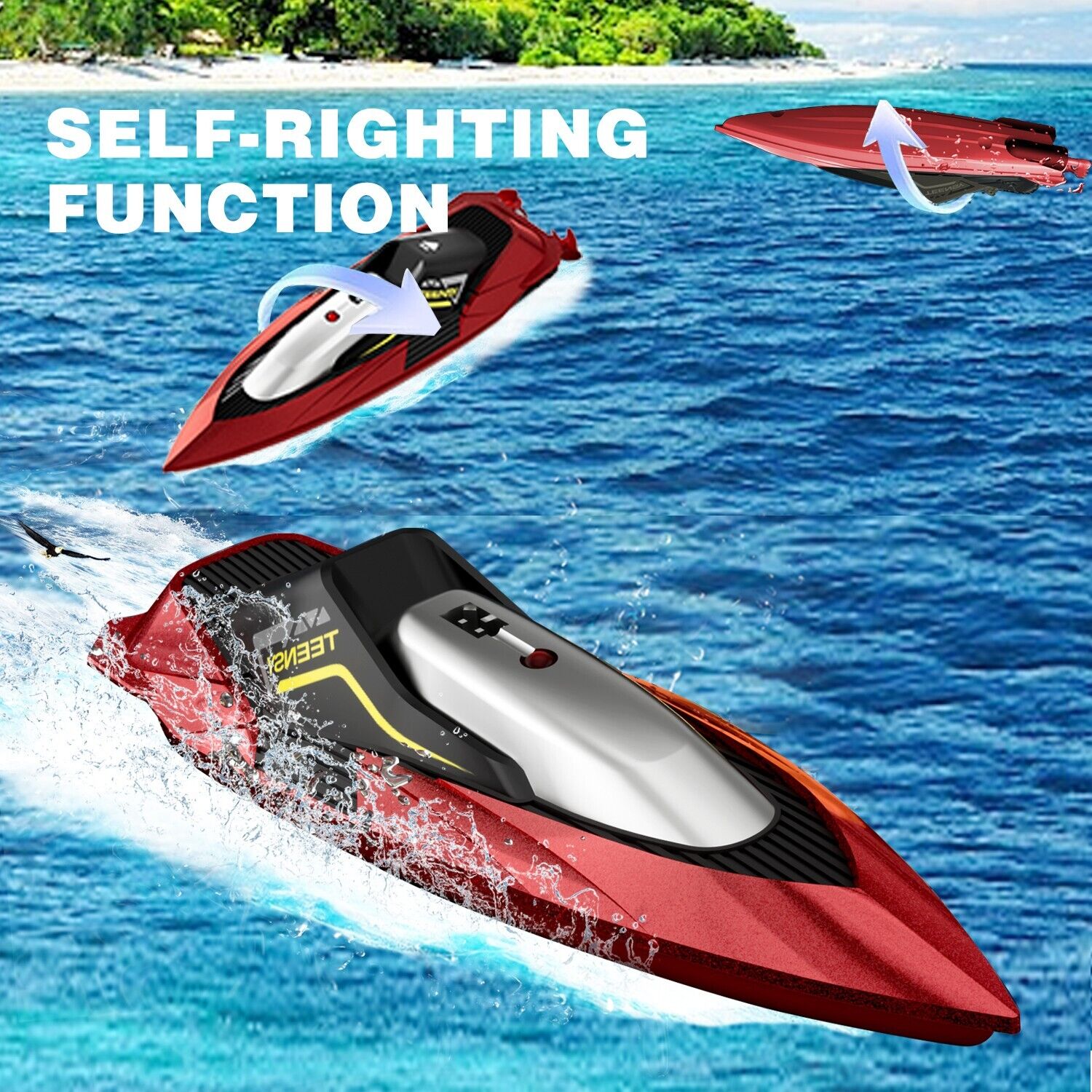 Schnelles RC-Boot für Bäder & Seen, 2.4 GHz, 20 km/h, für Kinder