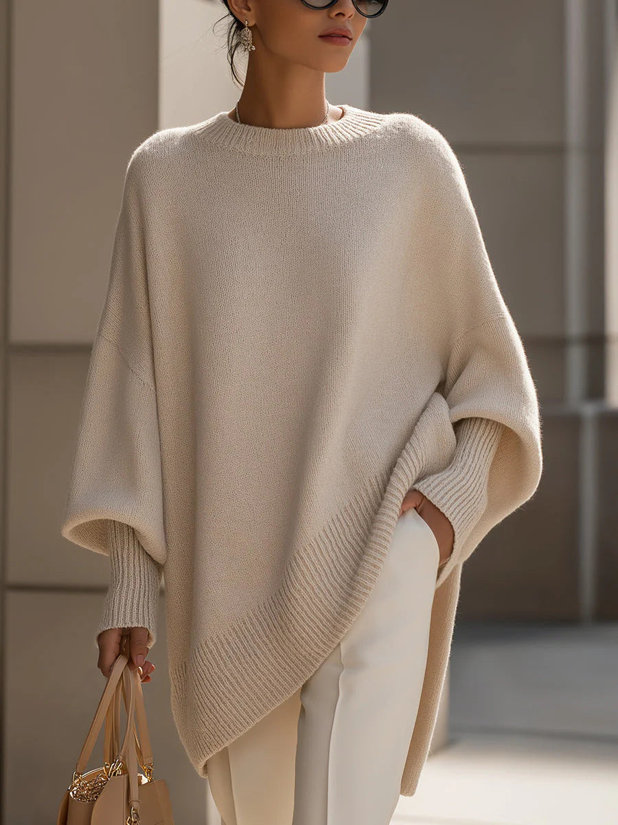 Damen Locker Crew-Neck Strickpullover