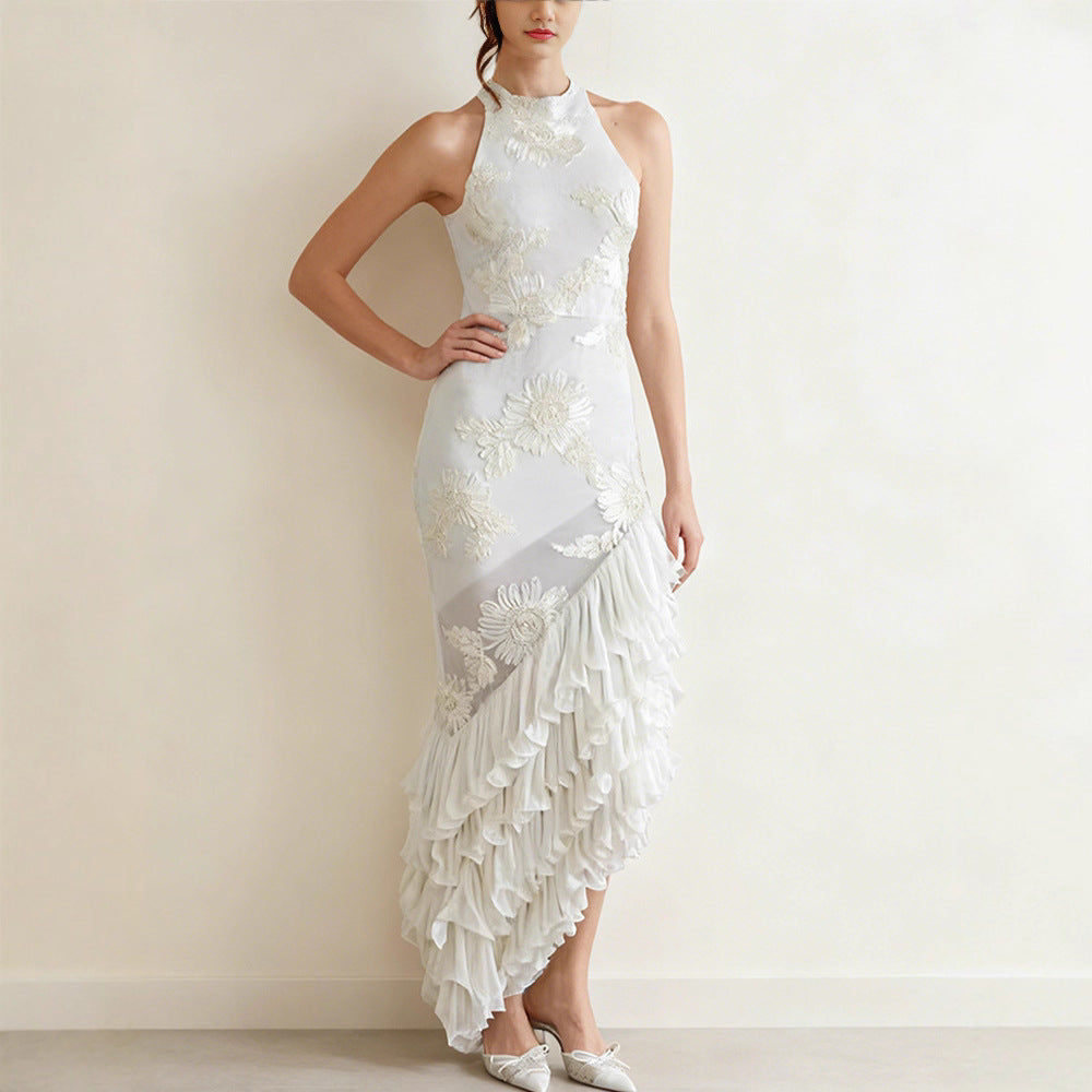 Ärmelloses Off-Shoulder Kleid mit Stickerei – Bild 4 | LuxeStyle