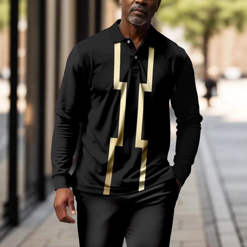 Gestreiftes Langarm-Polohemd für Herren – Bild 5 | LuxeStyle
