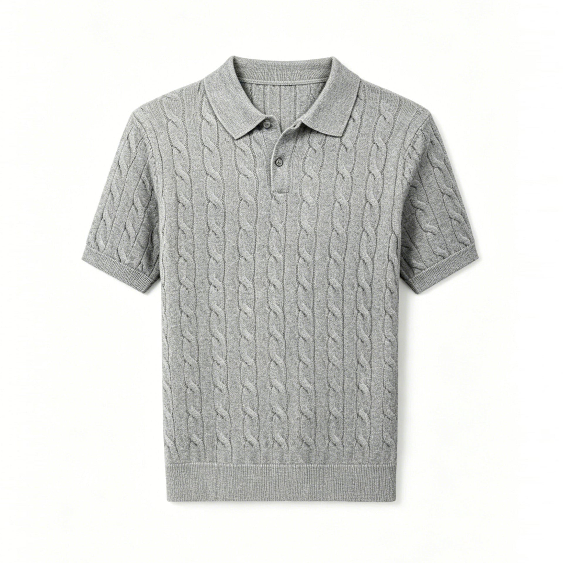 Polo-Shirt Herren Kurzarm Strick Zopfmuster