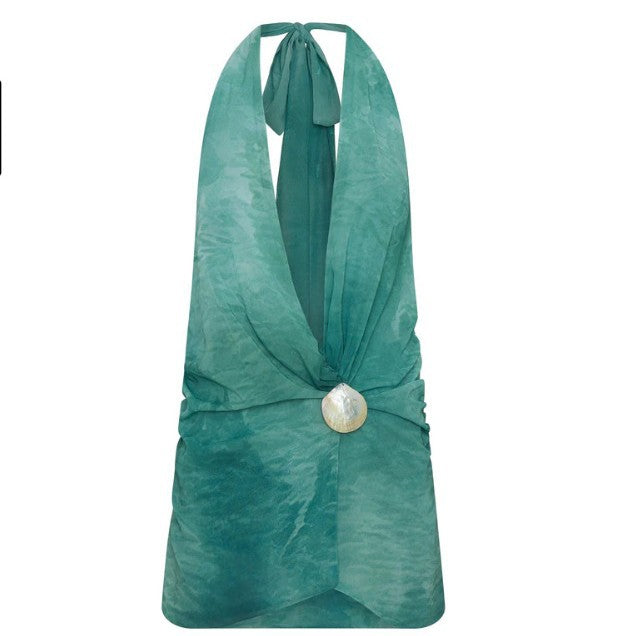 Neckholder Minikleid im europäischen Stil