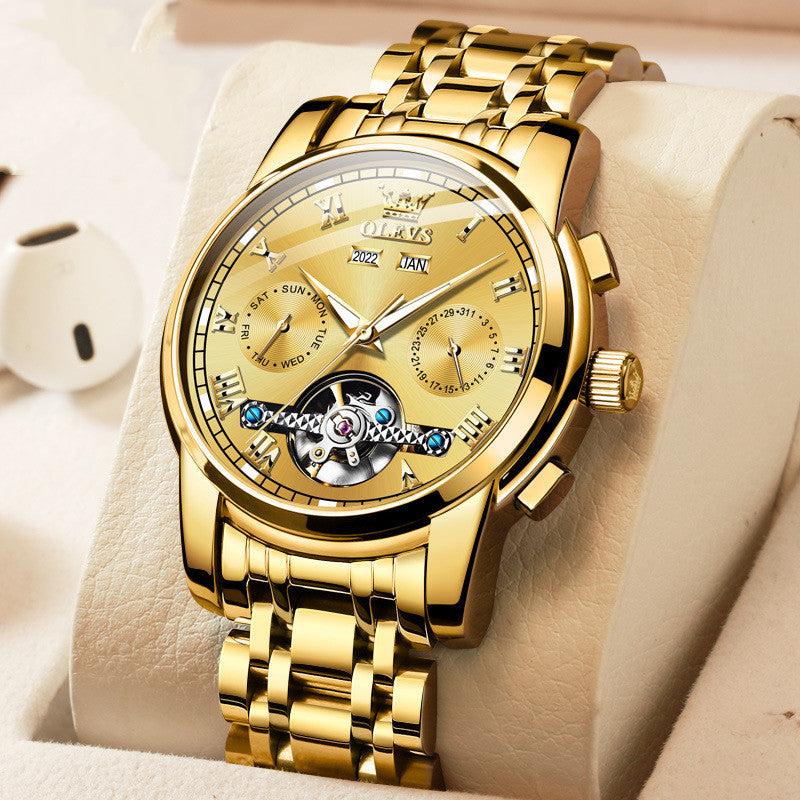 Wasserdichte Leucht-Herrenuhr mit Mechanikwerk – Bild 1 | LuxeStyle