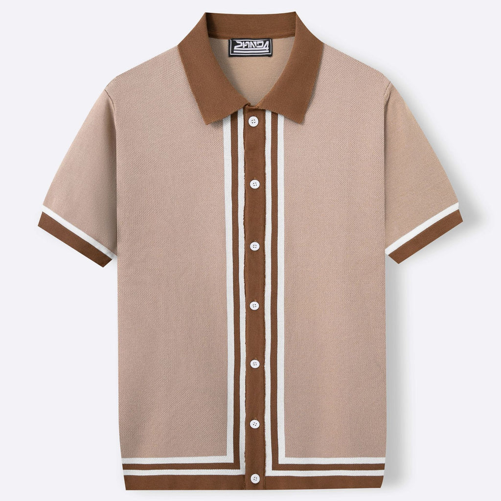 Kurzärmliges Strickhemd mit Streifen – Bild 4 | LuxeStyle