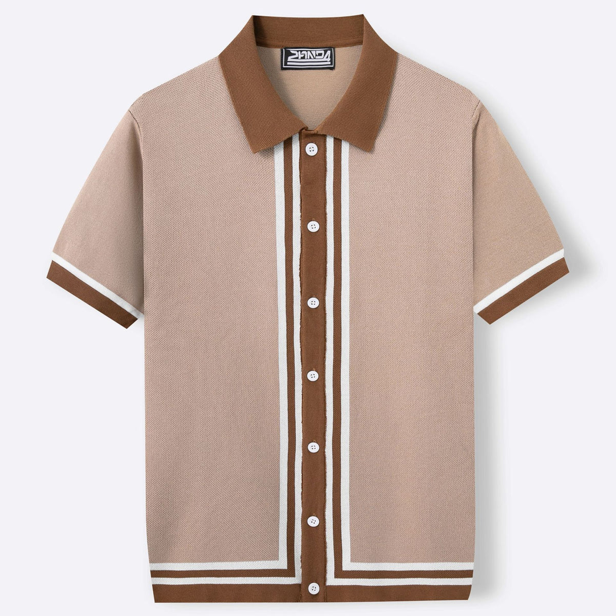 Kurzärmliges Strickhemd mit Streifen – Bild 4 | LuxeStyle