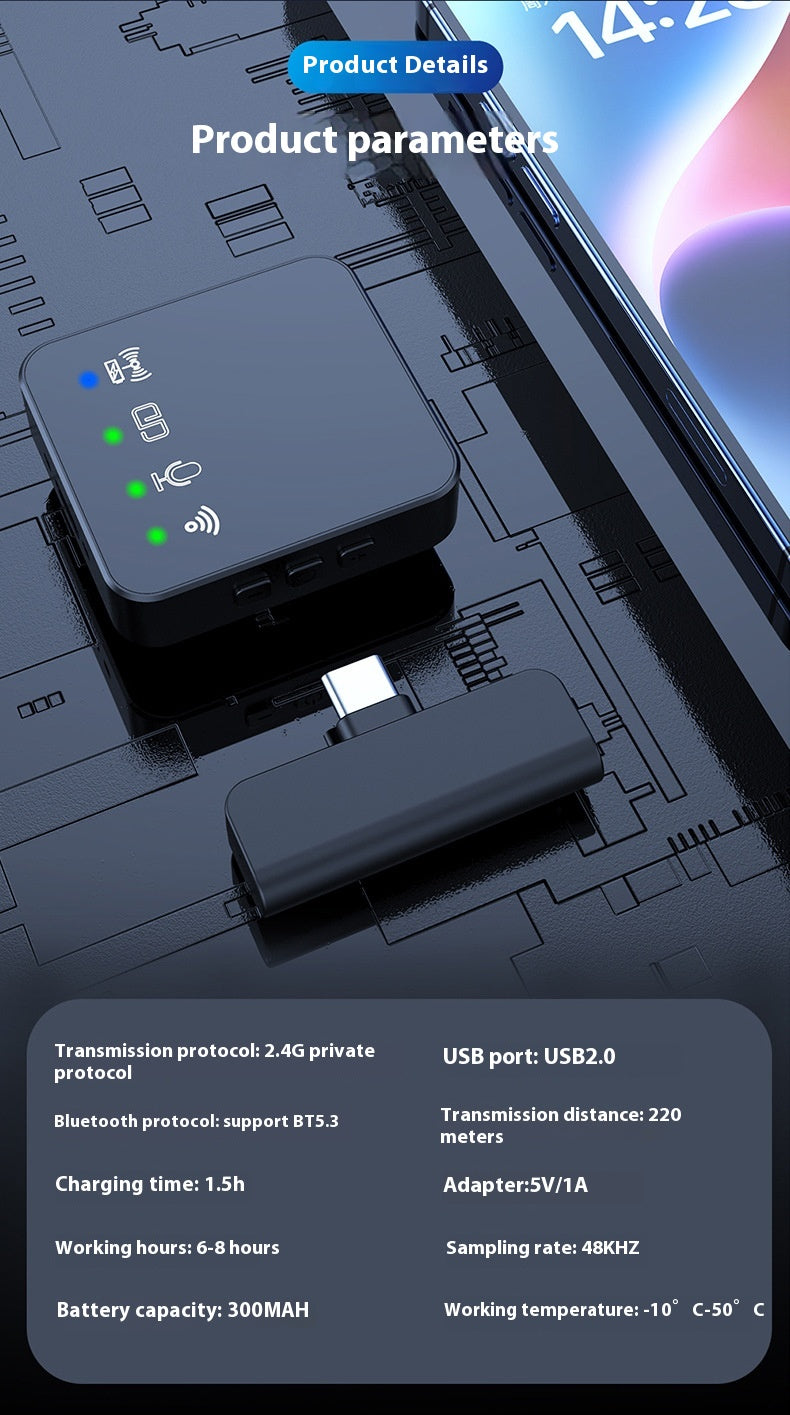 Kabelloses Bluetooth-Mikrofon mit Rauschunterdrückung